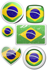 Brazil - Glossy and colorful stickers with reflection set