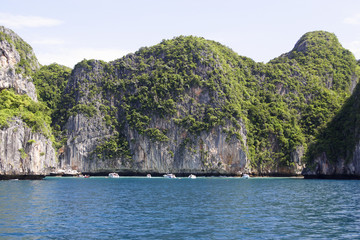 Karst rock formations  in the Bay of Phang Nga, Thailand, Southeast Asia, Asia