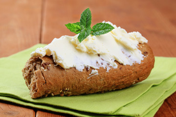 Brown roll and savory spread