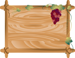 Wooden frame with grapevine - vector illustration