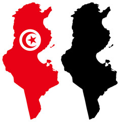 vector  map and flag of tunisia