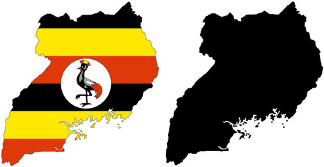 vector  map and flag of uganda