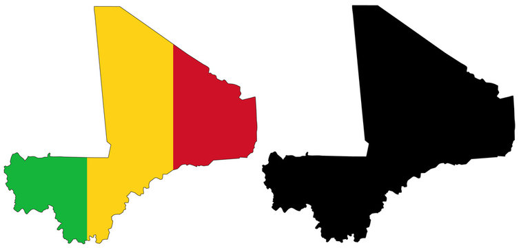 vector  map and flag of mali