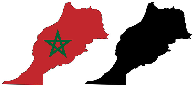 vector  map and flag of morocco