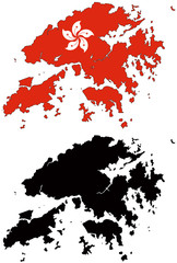 vector  map and flag of hongkong