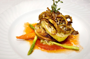 Roasted to perfection Atlantic cod with sautéed mushrooms