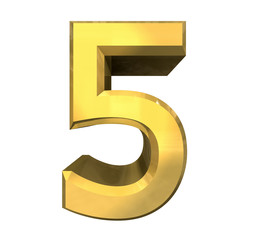 3d number 5 in gold