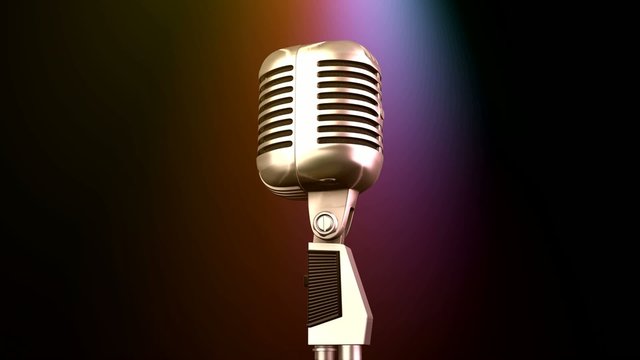 microphone on the stage under colorful lights with time loop