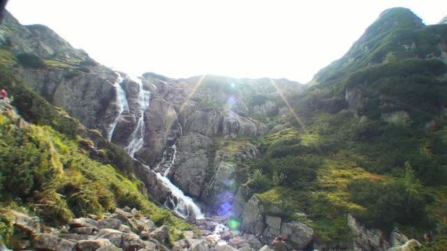 Big waterfall in mountains