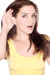 Obraz premium Pretty woman listening