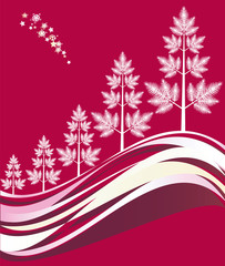 Christmas  background with winter forest.