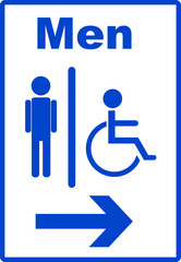 Icon with man and handicap or wheelchair person symbol