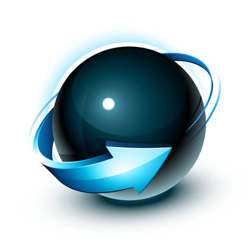 Modern logo design, black ball and arrow