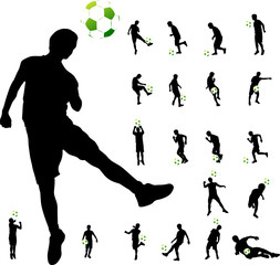 vector soccer silhouette set