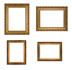 Collage of carved vertical and horizontal golden wooden frames