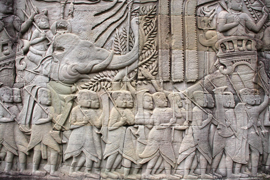 bas-reliefs,guerriers khmèrs