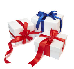 red ribbon box present gift decoration