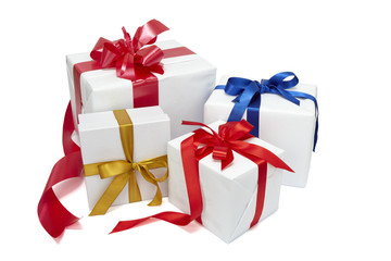 red ribbon box present gift decoration