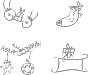 Clipart-Set: Weihnachten (Geschenk, Schlitten, Deko, ...)
