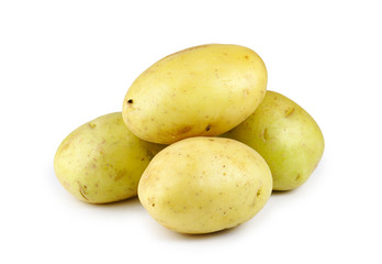 A pile of potatoes isolated on white