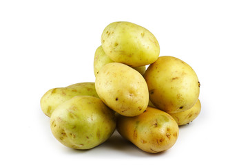 A pile of nice potatoes isolated on white