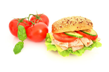 Ein leckeres frisches Schinkenbrötchen