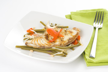 grilled fillet of fish and soy beans