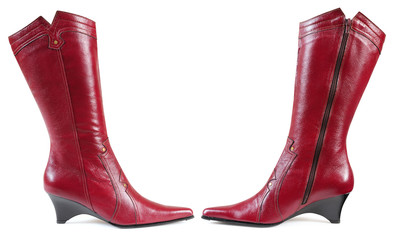 Red boots. Clipping path.