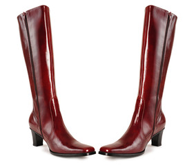 Red boots. Clipping path.