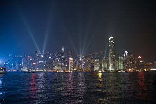 Hong Kong skyline laser show