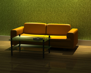 3d rendering modern sofa in living room
