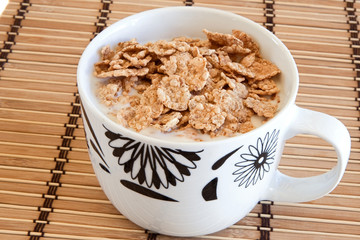 Breakfast bowl of cereal and milk