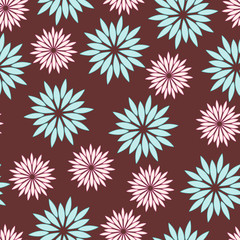pink blue retro flowers