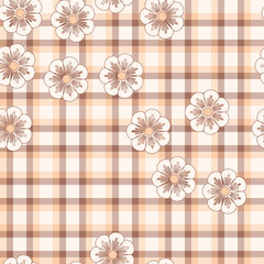pink flower plaid