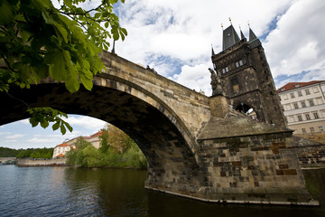 Fototapeta premium A rather unusual view of the Charles Bridge in Prague, Czech rep