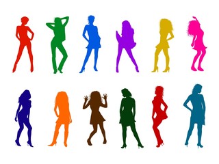 illustration - bunte frauen silhouetten