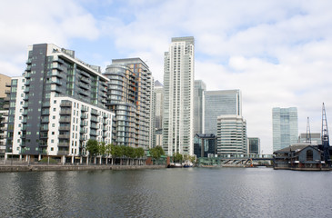 High rise buildings by the riverside