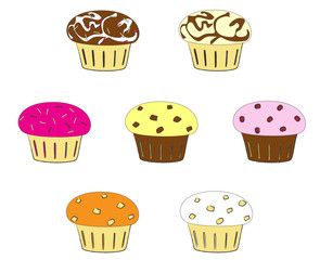 Collection of colorful cupcakes