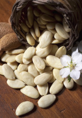 Sliced almonds in basket