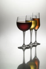 three wine glasses