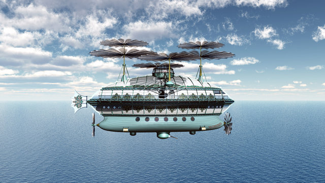 Luftschiff über dem Ozean