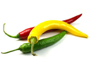 chili peppers on white background