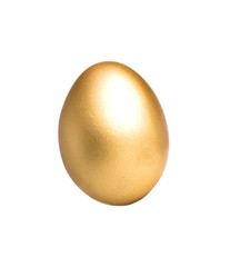 Golden egg isolated on white background.