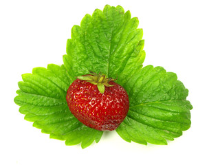 strawberry with leaves