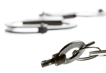 handcuffs on white background..