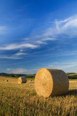 Wideangle shot of bale on field