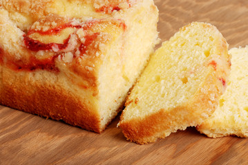 sliced raspberry pound cake