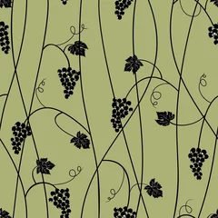 Fotobehang Bloemenprints Druiven naadloos patroon