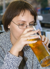 girl drinking beer