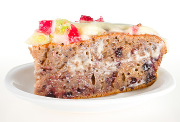piece of cake with fruits jelly
